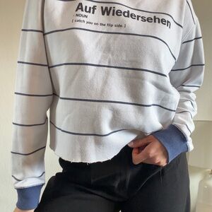 Striped White and Blue Sweatshirt